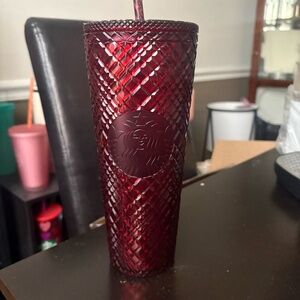 Maroon Jeweled Starbucks Tumbler